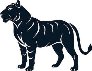 Obraz premium Dynamic tiger figure in bold silhouette, wild animal icon.