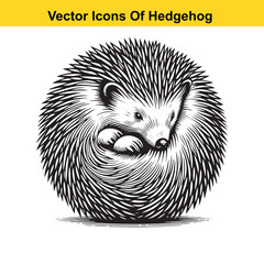 Black and White Line Art of a Hedgehog with Mushroom or Leaf – Easy Tracing Vector