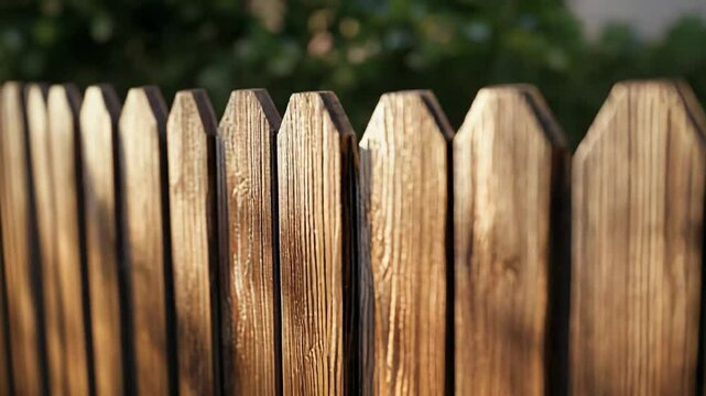Close up of wooden fence in suburban garden setting