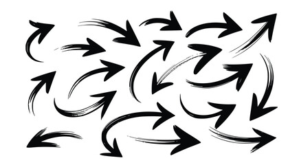 Artistic hand drawn arrows point to the right direction, providing a versatile design element with movement and organic touch, silhouette