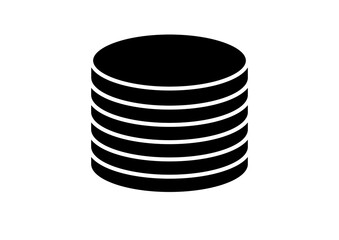 Classic Black Stack of Coins Silhouette Icon for Finance and Wealth Building