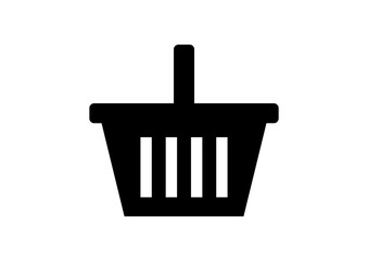 Stylish Black Shopping Basket Silhouette Icon for E-Commerce and Retail