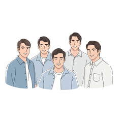 Vector set of men wearing outer shirts