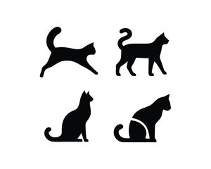 Silhouette cats vector set feline grace and elegance