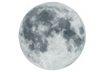 Photorealistic full moon isolated on transparent background, perfect for space projects, websites, or educational materials