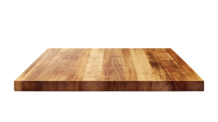 Wooden platform with clean linear texture and smooth surface isolated on white background