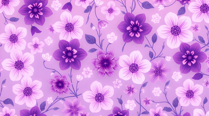Seamless Lavender and Violet Floral Pattern with 3D Effect