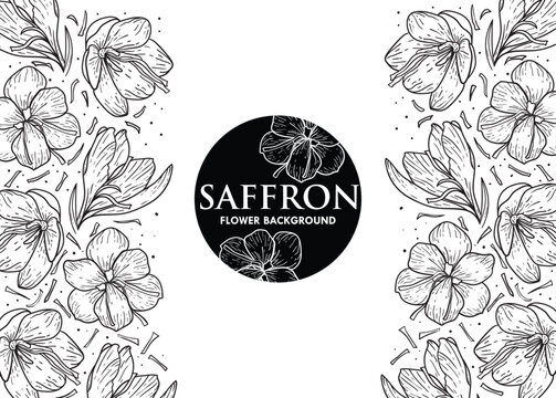 Vintage floral vector pattern with ornate Saffron and leaf illustrations perfect for decorative backgrounds and seamless designs