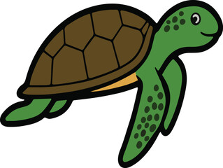 Cute Sea Turtle Vector – Bold Cartoon Style