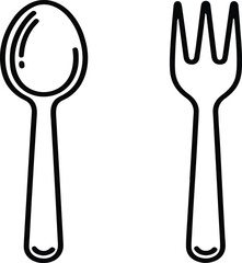 Spoon and Fork Vector Icons – Bold Outline Style