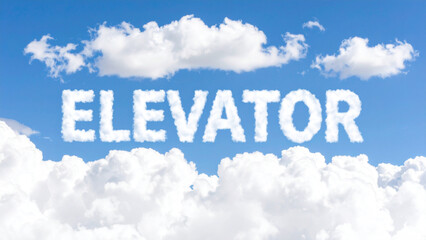Elevator Text in Puffy Cloud Style – Soft, Fluffy White Letters with Realistic Airy Texture on Transparent Background
