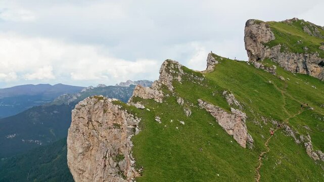 Aerial view of Compatsch mountains and peaks, Italy.