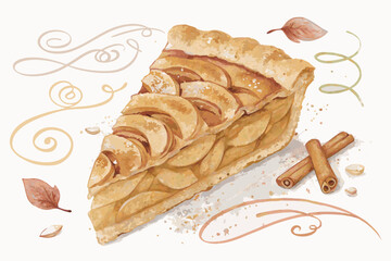 Spectacular Artistic Apple Pie Slice with Det - Serene and Peaceful Visual Story Ideal for Marketing
