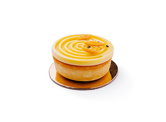 Delicious lemon tart with creamy topping and citrus garnishes