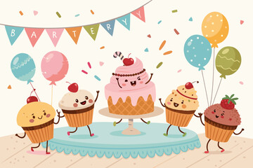 Gorgeous Bakery Party Crowd Cartoon Cup - Warm and Inviting Visual Story Perfect for Social Media - 