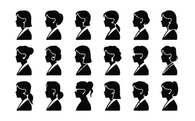 Businesswoman profiles represent a diverse group of professional women in elegant silhouettes, perfect for corporate communication.