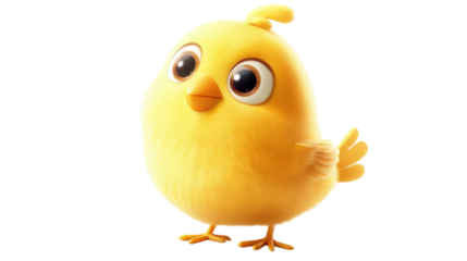 Small yellow bird with detailed feathers isolated on white background
