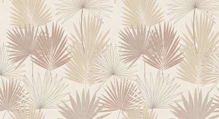 Elegant Palm Leaf Pattern with Warm Tones for Interior Decor, Sophisticated Botanical Design in Beige and Brown for Wallpaper and Fabrics