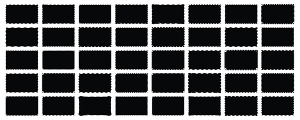 Geometric zig zag wavy stickers. Zig Zag Shapes for Stickers, Badges, Posters, Chevron, Rectangle shape frame with zigzag edge. poster, banner, social media vector illustration  isolated on white back