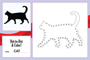 Dot to Dot Worksheet with cat