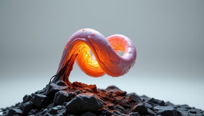 a biomorphic beacon in the form of a twisted pod, made from gelatinous membrane, that absorbs surrounding light, isolated on pure white background, ultra high resolution, no text or branding.