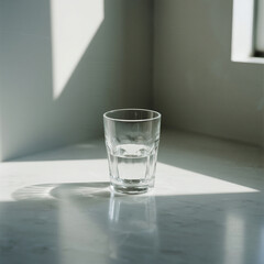 Ai Generate glass mockup with splash in grey and white background