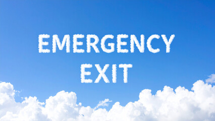 Emergency Exit Text in Puffy Cloud Style – Soft, Fluffy White Letters with Realistic Airy Texture on Transparent Background
