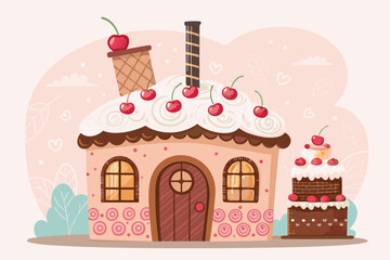 Gorgeous Dream Bakery Giant Cake Door - Mysterious and Intriguing Visual Story Excellent for Print M