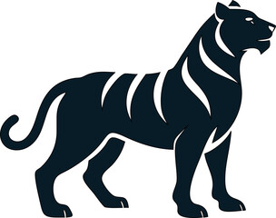 Obraz premium Strong animal vector icon, tiger in silhouette stance.