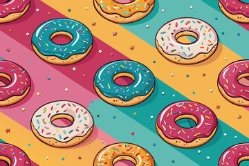 Naklejka premium Breathtaking Donut Seamless with Sprinkles and - Dramatic and Intense Visual Story Excellent for Pri