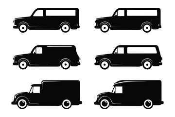 Vintage Car Silhouettes: Classic transportation redefined, a collection of iconic vintage car silhouettes in sleek black, ideal for design projects.