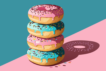 Wonderful Donut Tower with Icing Drips Spr - Serene and Peaceful Visual Story Excellent for Creative