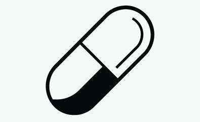 Pill capsule icon silhouette, Pill capsule medicine outline icon transparent vector isolated 