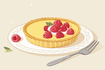 Incredible Pastel Lemon Tart with Raspberries - Warm and Inviting Visual Story Great for Content Cre
