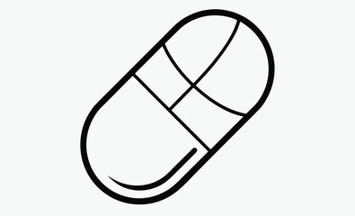 Pill capsule icon silhouette, Pill capsule medicine outline icon transparent vector isolated 
