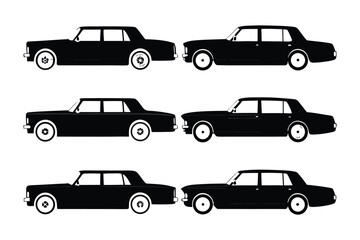 Classic Cars Silhouette: A striking set of classic car silhouettes showcases iconic vehicles.