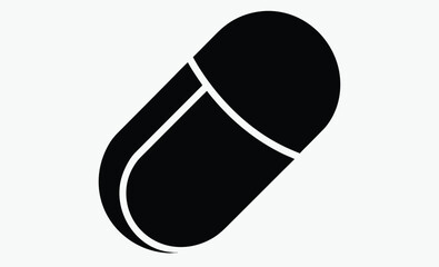 Pill capsule icon silhouette, Pill capsule medicine outline icon transparent vector isolated 