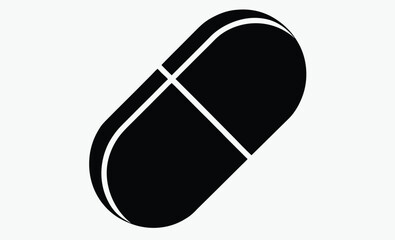 Pill capsule icon silhouette, Pill capsule medicine outline icon transparent vector isolated 
