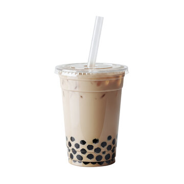 Iced bubble milk tea with tapioca pearls