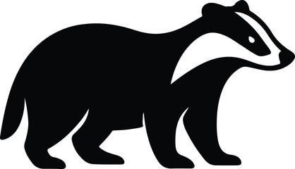 Silhouette of a badger walking black and white Vector illustration © AbuSadat