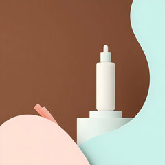 Pastel abstract skincare product display bottle dropper