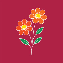 Abstract floral vector illustration featuring a nature-inspired flower design with leaves and blossoms, perfect for spring or summer patterns and decorative art