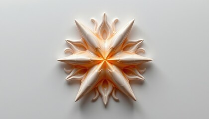 a biomorphic fragment in the form of a radiating starform, made from fluidic latex, that appears to breathe, isolated on pure white background, ultra high resolution, no text or branding.