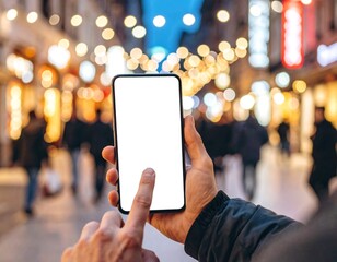 Modern Mobile Interaction on Trendy Urban Street