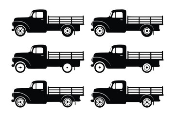 Classic Truck Silhouettes: A collection of meticulously crafted silhouettes showcases the iconic design of a classic truck, a symbol of vintage charm and rugged utility.
