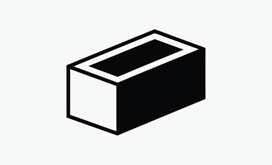 Concrete cinder block icon, concrete wall symbol, construction element vector, transparent vector isolated 
