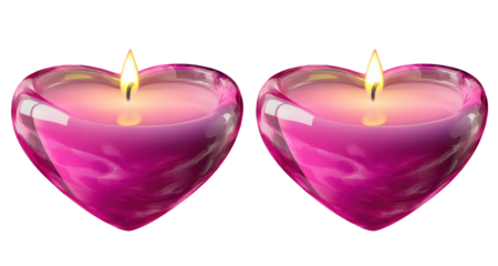Two Heart-Shaped Pink Candles Burning Brightly A Symbol of Love and Romance
