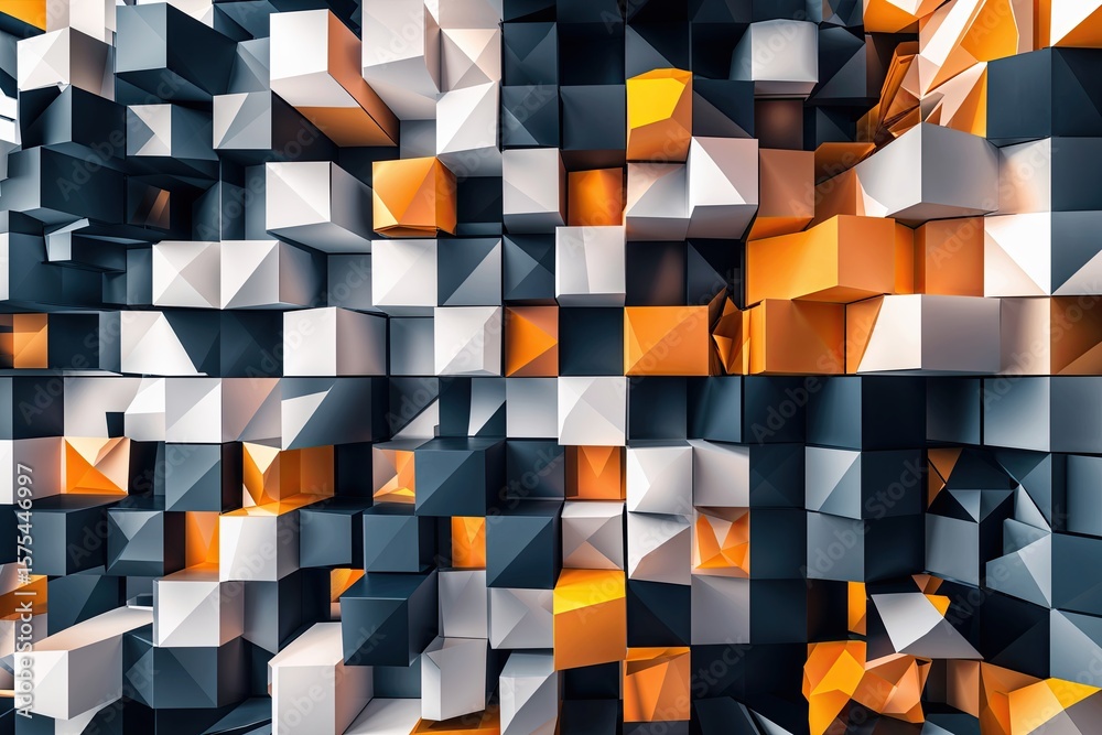 Poster radiant data points: luxurious abstract pixel design and modern geometric patterns