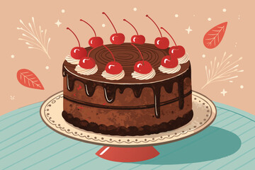Gorgeous Mid Century Chocolate Cake - Vibrant and Dynamic Visual Story Ideal for Marketing Projects