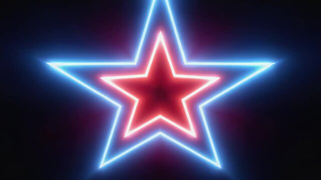 Glowing neon star shining on gradient background